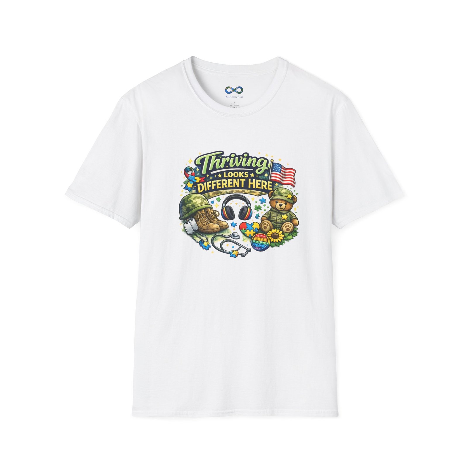 Thriving Looks Different Here T-Shirt - Military Veteran & Family Support Graphic Tee