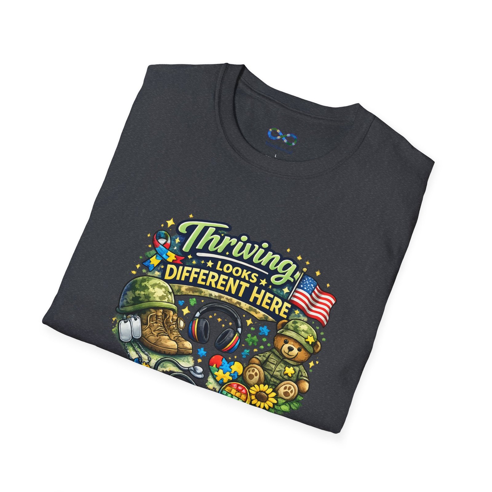 Thriving Looks Different Here T-Shirt - Military Veteran & Family Support Graphic Tee - Image 24