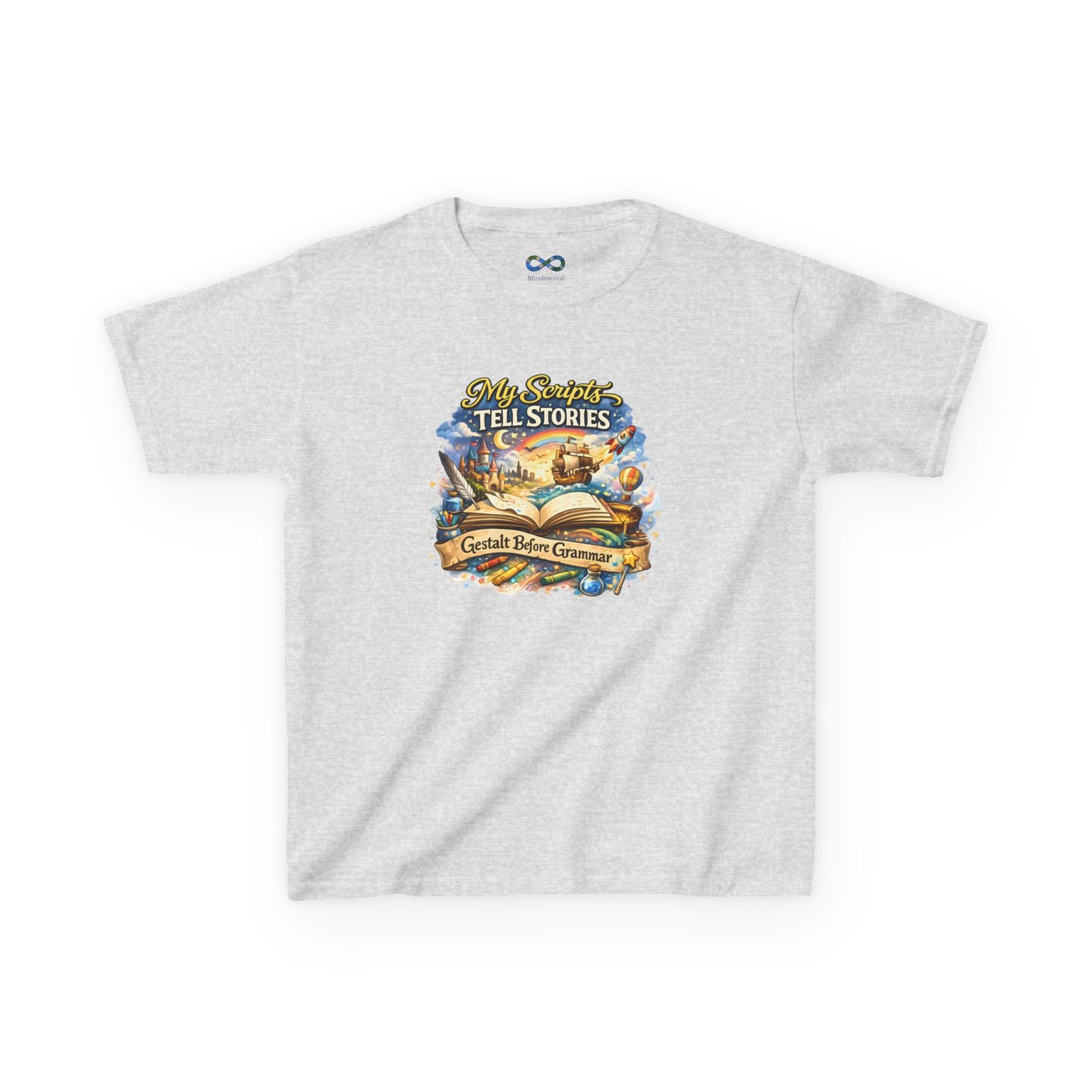 "My Scripts Tell Stories / Gestalt Before Grammar" Communication‑First Tee (Kid) - Image 9