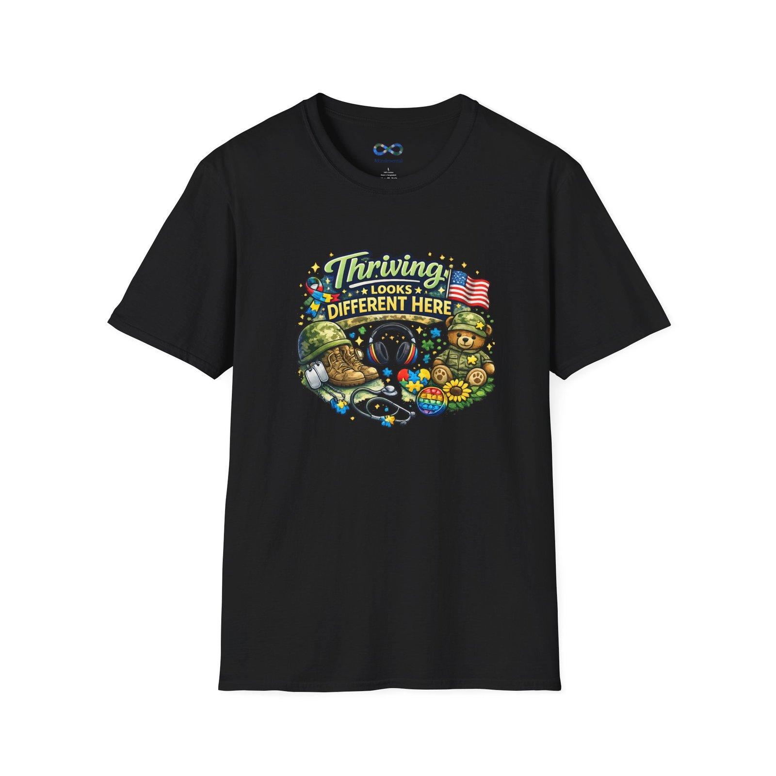 Thriving Looks Different Here T-Shirt - Military Veteran & Family Support Graphic Tee - Image 5