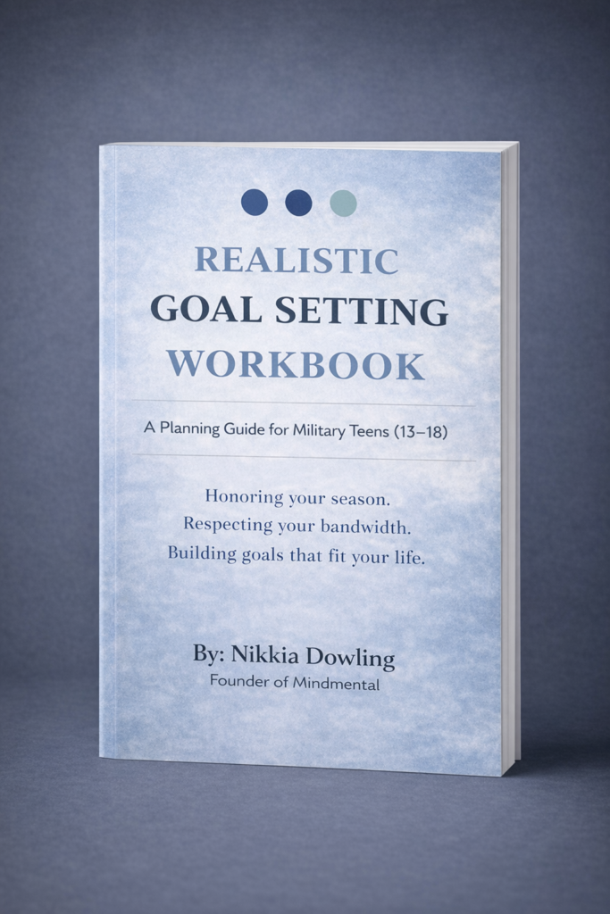 Realistic goal setting workbook military teen mock up gray