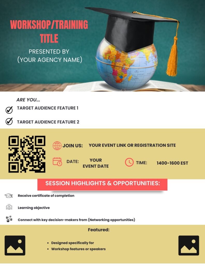 Professional Development Training Promotion template Workshop training flyer template with CE credit highlighting, learning objectives framework, and networking opportunities for mental health continuing education programs designed by Mindmental